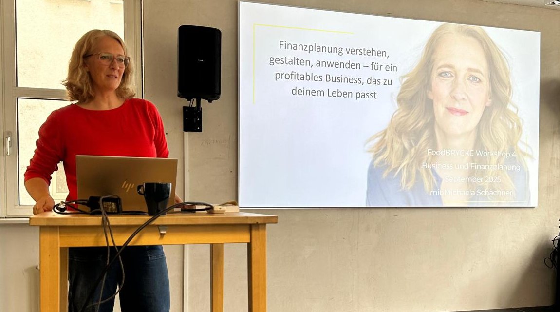 Michaela Schächner bei einem Vortrag zu Finanzplanung